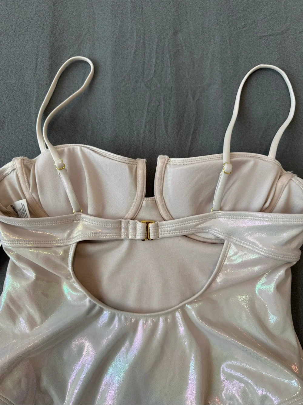 One-Piece Pearl Beige Swimsuit NWT Size L 12-14